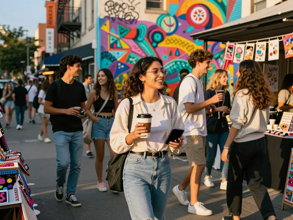 Young woman enjoying her urban lifestyle, embracing moments she loves.