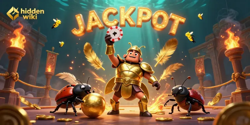 Engage in the hidden wiki jackpot adventure with armored beetles in a golden casino arena