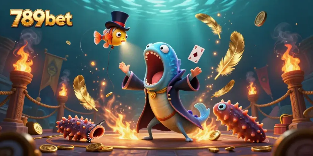 Engage with 789bet’s thrilling magic-themed casino illustration featuring unique sea creatures.