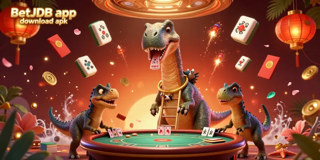 Experience the thrills with the BetJDB app download apk featuring exciting casino elements and animated characters.