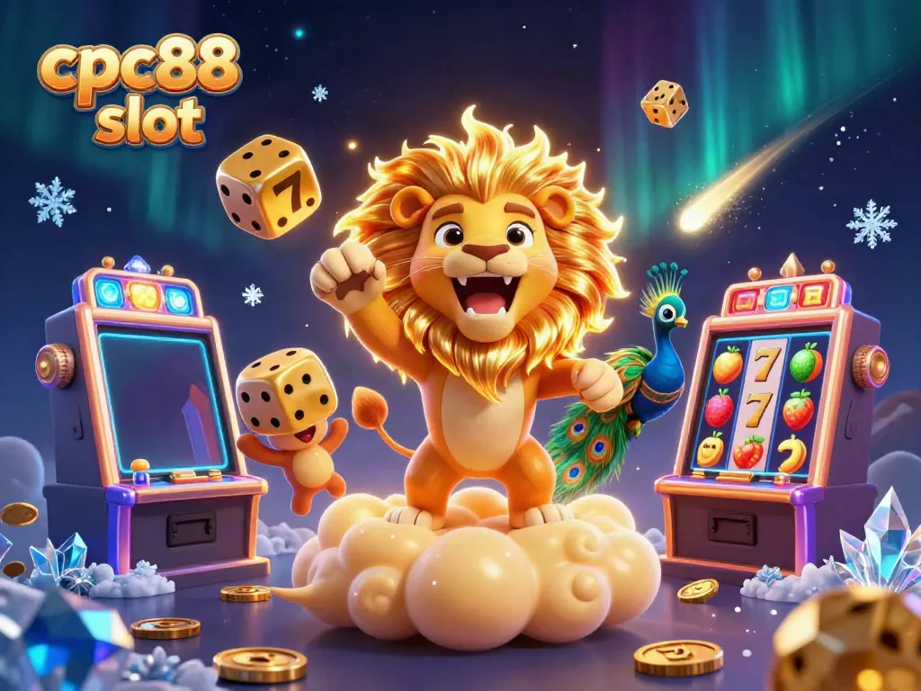 Play thrilling cpc88 slot games with this vibrant 3D illustration showcasing characters and colorful slot machines.