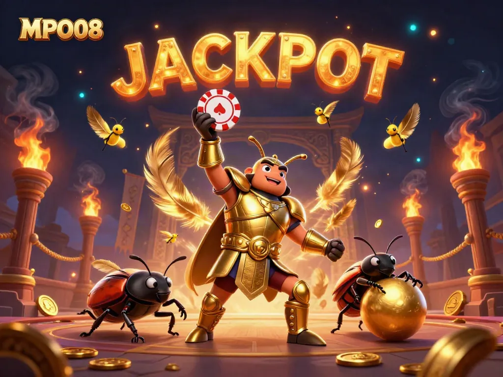 Engage in thrilling MPO08 casino action with vibrant 3D characters and gold elements in a dynamic scene.
