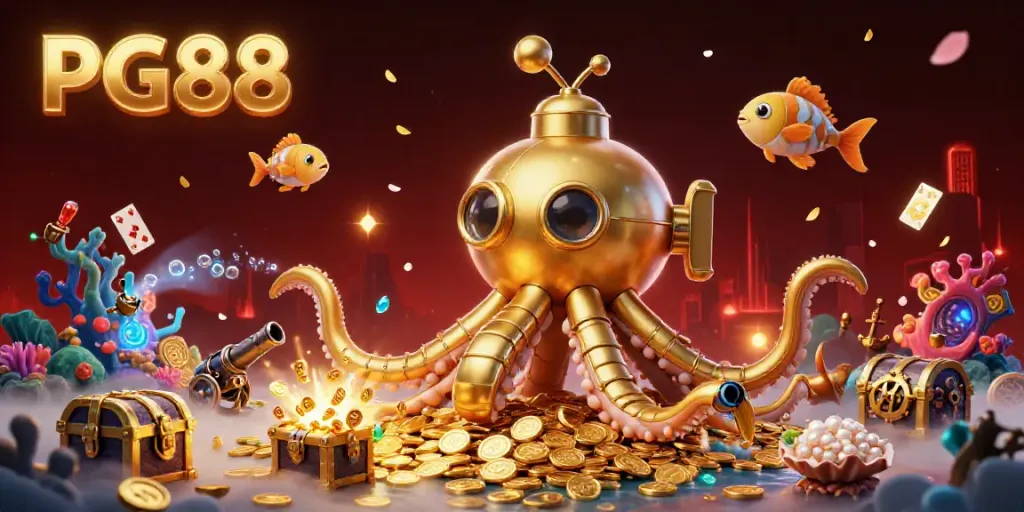 Engage with PG88's thrilling casino adventure featuring a golden kraken and rich treasure.