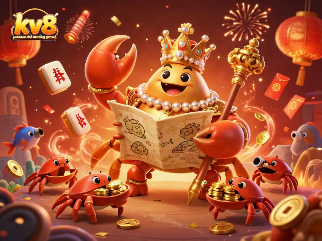 Engage with the thrilling kv8 pakistan fish shooting game with a captivating 3D underwater scene featuring a golden crab emperor.