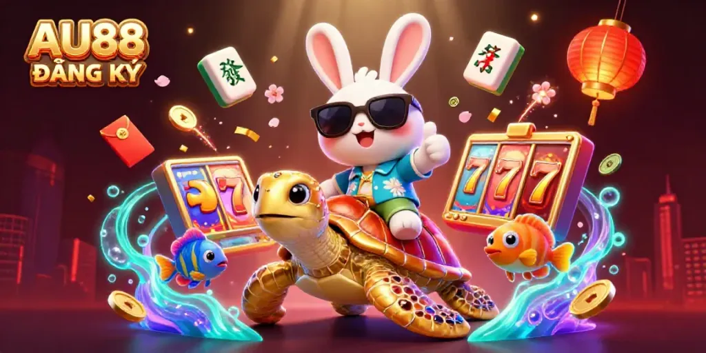 Engage in AU88 ĐĂNG KÝ with an exciting underwater casino adventure featuring a lucky rabbit and golden turtle.