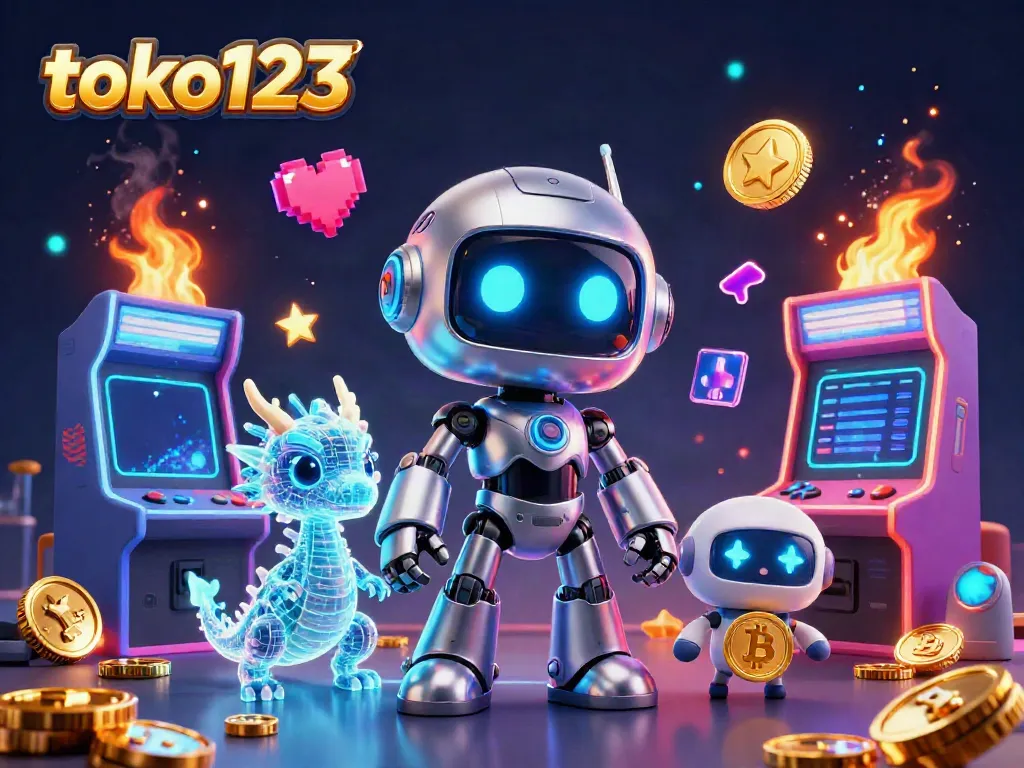 Experience thrilling moments at toko123 with a futuristic cyberpunk atmosphere, showcasing characters and vibrant game elements.