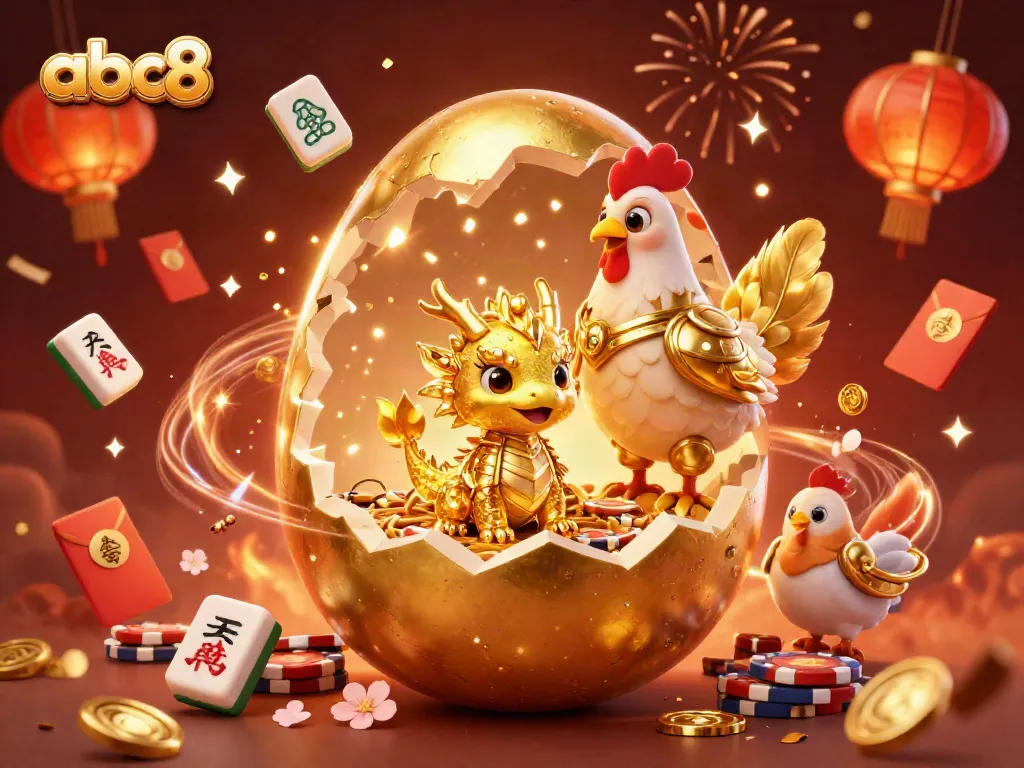 Experience thrilling games at abc8 with a golden dragon on poker chips, celebrating success!
