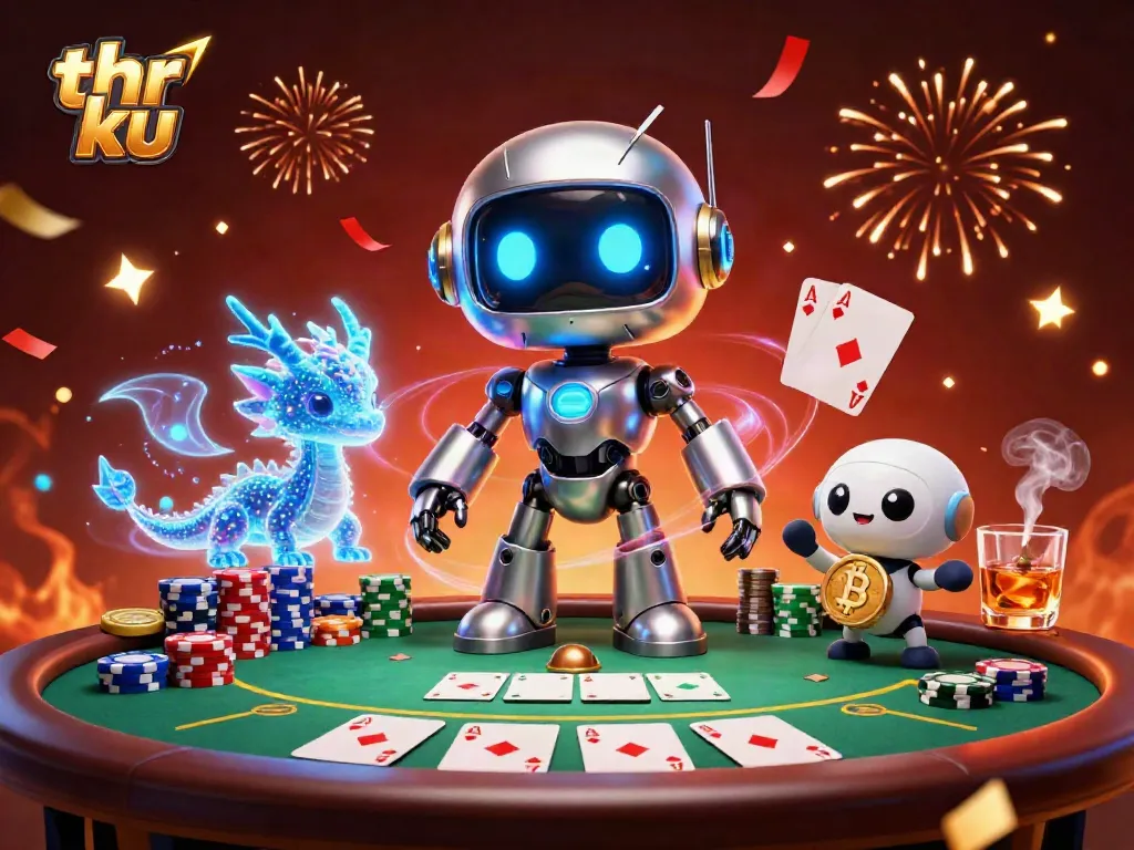 Engage with thr ku’s dynamic casino scene featuring thrilling poker interactions and futuristic characters.