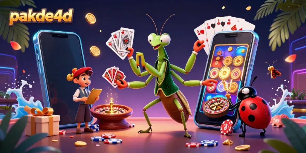 Gambarkan kemenangan di pakde4d dengan mantis raksasa dan pengawas di kasino online
