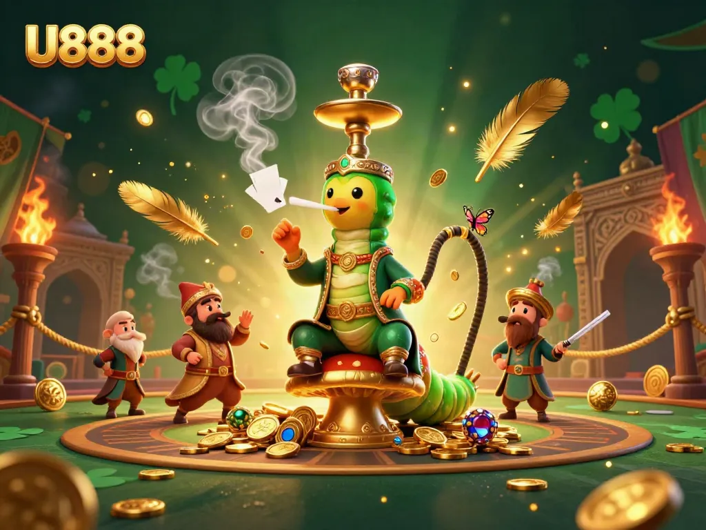 U888 offers a vibrant casino experience with a caterpillar master in a dynamic gambling scene.